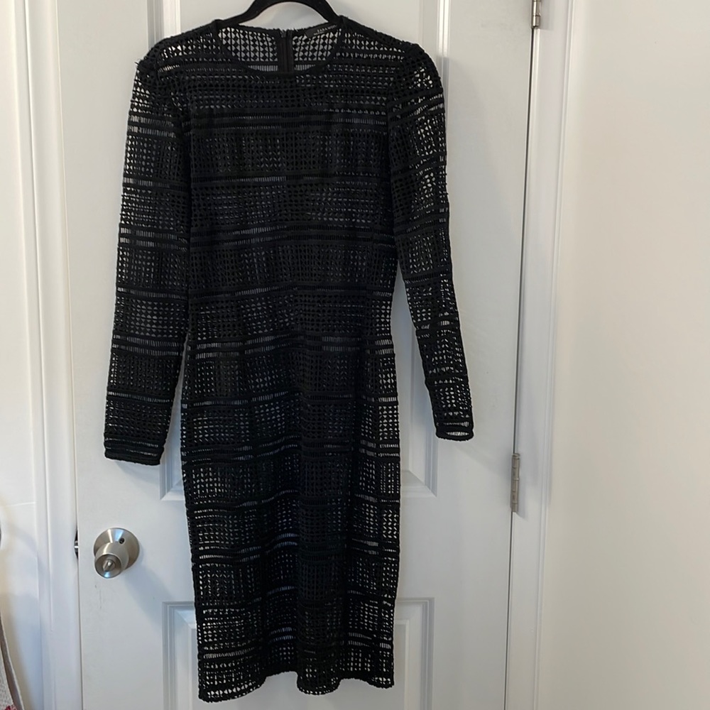 Zara, black dress, long sleeve, midi dress. Size  Medium